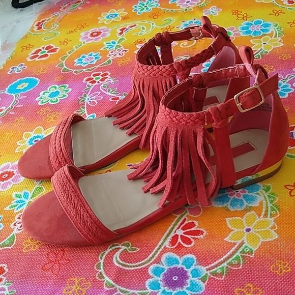 Forever 21 Fringed Suede Flat Sandals - Picture 1 of 8